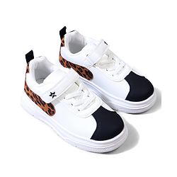 Cute Walk by Babyhug Velcro Closure Sneaker Shoes With Leopard Print - White