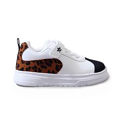 Cute Walk by Babyhug Velcro Closure Sneaker Shoes With Leopard Print - White
