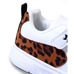 Cute Walk by Babyhug Velcro Closure Sneaker Shoes With Leopard Print - White