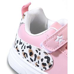 Cute Walk by Babyhug Velcro Closure Sneaker Shoes With Leopard Print - White