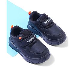 Cute Walk by Babyhug Velcro Closure Sneakers with Fashion Text Print - Black