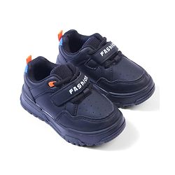 Cute Walk by Babyhug Velcro Closure Sneakers with Fashion Text Print - Black