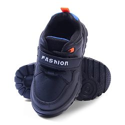 Cute Walk by Babyhug Velcro Closure Sneakers with Fashion Text Print - Black