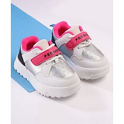 Cute Walk by Babyhug Velcro Closure Sneakers with Fashion Text Print - Black