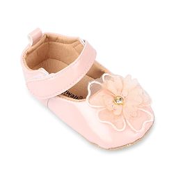 Cute Walk by Babyhug Velcro Closure Booties With Floral Applique - Pink
