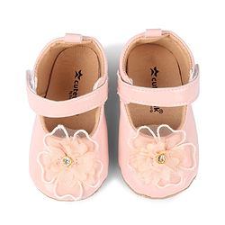 Cute Walk by Babyhug Velcro Closure Booties With Floral Applique - Pink