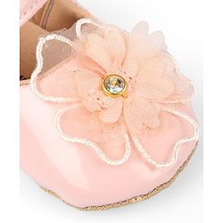 Cute Walk by Babyhug Velcro Closure Booties With Floral Applique - Pink