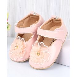Cute Walk by Babyhug Velcro Closure Booties With Floral Applique - Pink