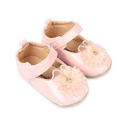 Cute Walk by Babyhug Velcro Closure Booties With Floral Applique - Pink