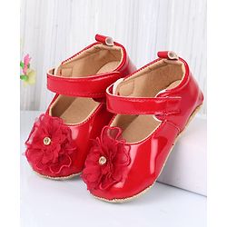 Cute Walk by Babyhug Velcro Closure Booties With Floral Applique - Pink