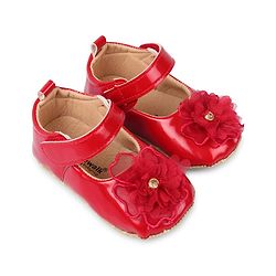 Cute Walk by Babyhug Velcro Closure Booties With Floral Applique - Pink
