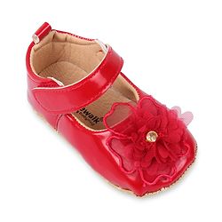 Cute Walk by Babyhug Velcro Closure Booties With Floral Applique - Pink