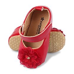 Cute Walk by Babyhug Velcro Closure Booties With Floral Applique - Pink