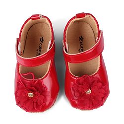Cute Walk by Babyhug Velcro Closure Booties With Floral Applique - Pink
