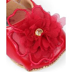 Cute Walk by Babyhug Velcro Closure Booties With Floral Applique - Pink