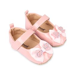 Cute Walk by Babyhug Velcro Closure Booties With Bow Applique - Pink