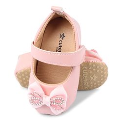 Cute Walk by Babyhug Velcro Closure Booties With Bow Applique - Pink