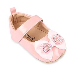 Cute Walk by Babyhug Velcro Closure Booties With Bow Applique - Pink