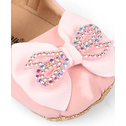 Cute Walk by Babyhug Velcro Closure Booties With Bow Applique - Pink