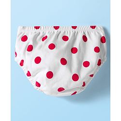 Babyhug 100% Cotton Knit Half Sleeves Polka Dots Printed Frock With Bloomer - White & Red