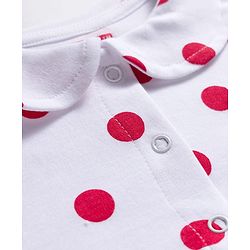 Babyhug 100% Cotton Knit Half Sleeves Polka Dots Printed Frock With Bloomer - White & Red