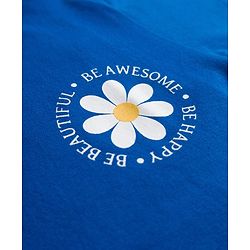 Babyhug Cotton Knit Half Sleeves Oversized T-Shirt with Floral Print - Blue