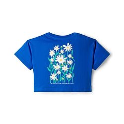 Babyhug Cotton Knit Half Sleeves Oversized T-Shirt with Floral Print - Blue