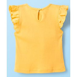 Babyhug Cotton Knit Frill Sleeves T-Shirts with Jungle Theme Print Pack of 3 - Yellow Pink & White