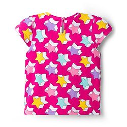 Babyhug Cotton Knit Half Sleeves T-Shirt with Star Print - Pink