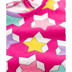 Babyhug Cotton Knit Half Sleeves T-Shirt with Star Print - Pink