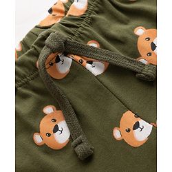 Babyhug Single Jersey Knit Full Length Bear Printed Lounge Pant - Olive Green