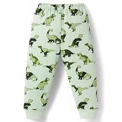 Babyhug Single Jersey Knit Full Length Lounge Pant with Dino Print - Light Green