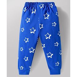 Babyhug Single Jersey Knit Full Length Lounge Pant with Star Print - Blue