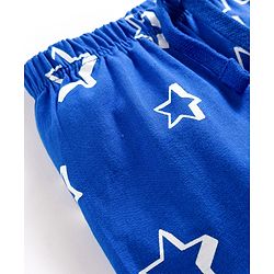 Babyhug Single Jersey Knit Full Length Lounge Pant with Star Print - Blue