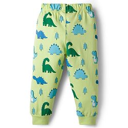 Babyhug Cotton Knit Full Length Lounge Pant with Dino Print - Limegreen
