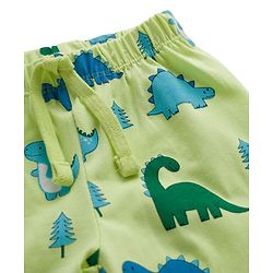 Babyhug Cotton Knit Full Length Lounge Pant with Dino Print - Limegreen
