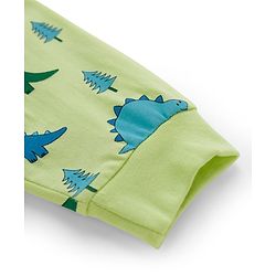 Babyhug Cotton Knit Full Length Lounge Pant with Dino Print - Limegreen