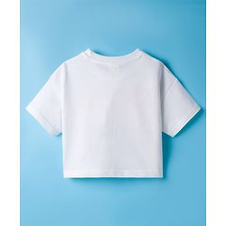 Babyhug Cotton Knit Half Sleeves Oversized T-Shirt with Tropical Theme Print - White