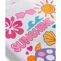 Babyhug Cotton Knit Half Sleeves Oversized T-Shirt with Tropical Theme Print - White