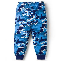 Babyhug Single Jersey Knit Full Length Lounge Pant With Camouflage Print - Blue