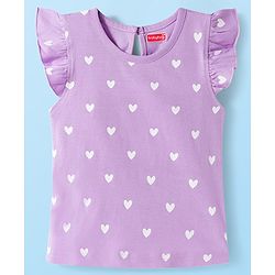 Babyhug 100% Cotton Knit Frill Sleeves T-Shirts with Heart Rainbow & Text Print Pack of 5 - Multicolor