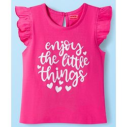 Babyhug 100% Cotton Knit Frill Sleeves T-Shirts with Heart Rainbow & Text Print Pack of 5 - Multicolor