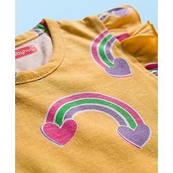 Babyhug 100% Cotton Knit Frill Sleeves T-Shirts with Heart Rainbow & Text Print Pack of 5 - Multicolor