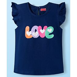 Babyhug 100% Cotton Knit Frill Sleeves T-Shirts with Heart Rainbow & Text Print Pack of 5 - Multicolor