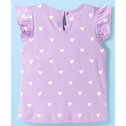 Babyhug 100% Cotton Knit Frill Sleeves T-Shirts with Heart Rainbow & Text Print Pack of 5 - Multicolor