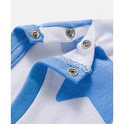 Babyhug Cotton Knit Full Sleeves Co-ords Night Suit With Star Print - White & Blue