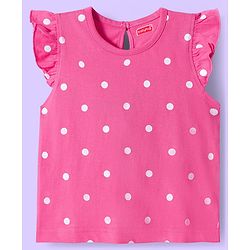 Babyhug Cotton Knit Frill Sleeves T-Shirts With Ice Cream & Polka Dot Print Pack of 3 - Blue Pink & White