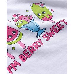 Babyhug Cotton Knit Frill Sleeves T-Shirts With Ice Cream & Polka Dot Print Pack of 3 - Blue Pink & White