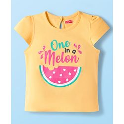 Babyhug Cotton Knit Cap Sleeves T-Shirts With Fruit & Heart Print Pack of 3 - Yellow Red & White