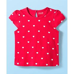 Babyhug Cotton Knit Cap Sleeves T-Shirts With Fruit & Heart Print Pack of 3 - Yellow Red & White